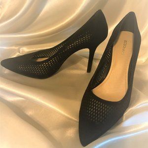 BCBGenertion, US Size 8.5, Ladies black suede shoe with 4" heels